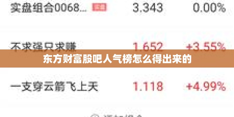 东方财富股吧人气榜怎么得出来的